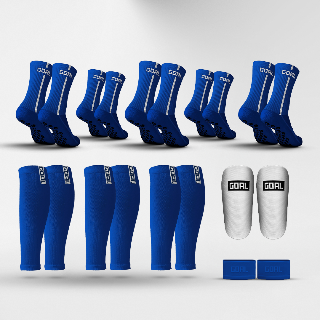GRIP SOCKS x5 + CALF SLEEVES x3 + SHIN PADS + TAPES