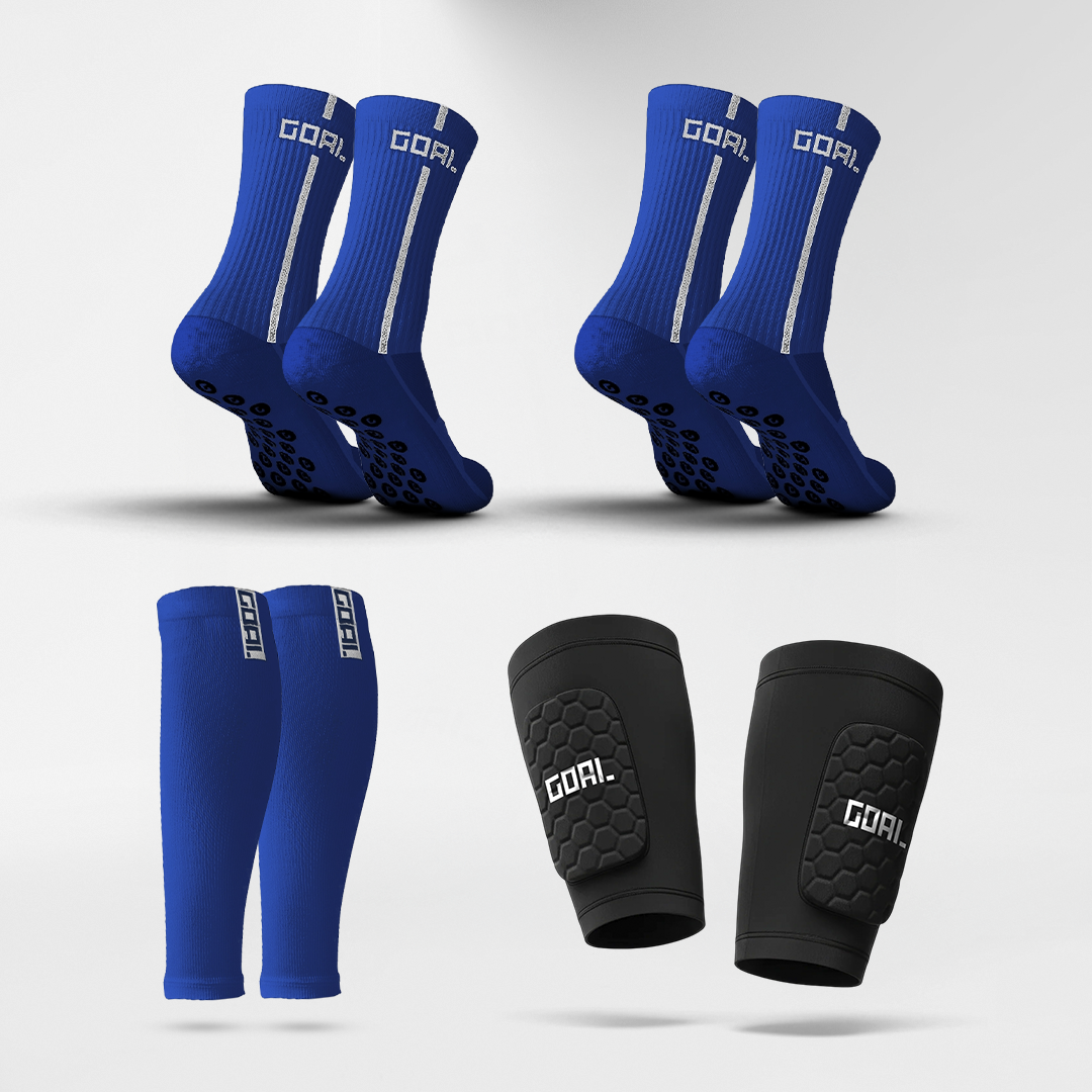 BUILT IN SHIN GUARDS + x2 GRIP SOCKS + CALF SLEEVES
