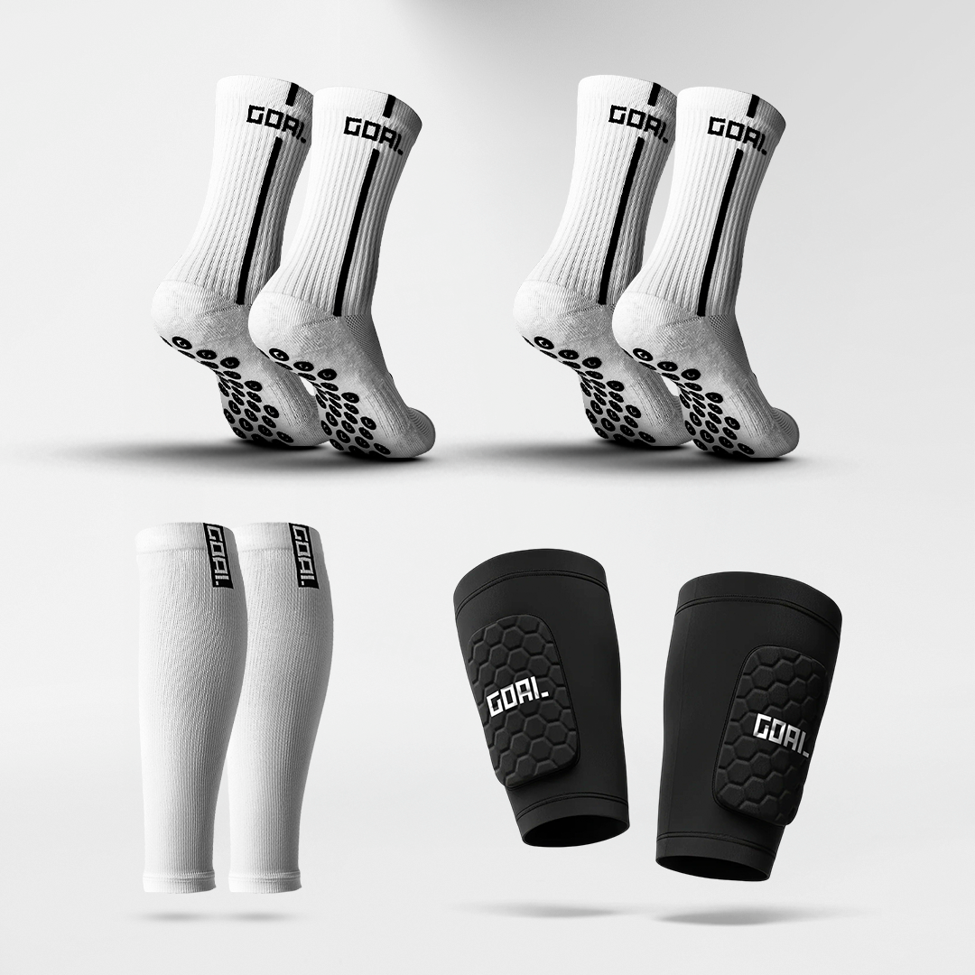 BUILT IN SHIN GUARDS + x2 GRIP SOCKS + CALF SLEEVES