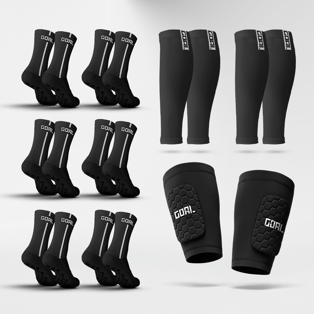 BUILT IN SHIN GUARDS + x6 GRIP SOCKS + x2 CALF SLEEVES
