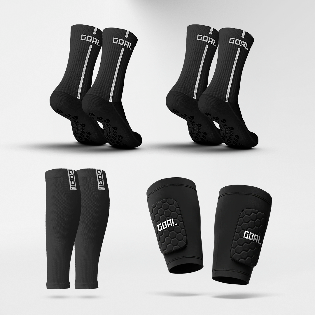 BUILT IN SHIN GUARDS + x2 GRIP SOCKS + CALF SLEEVES