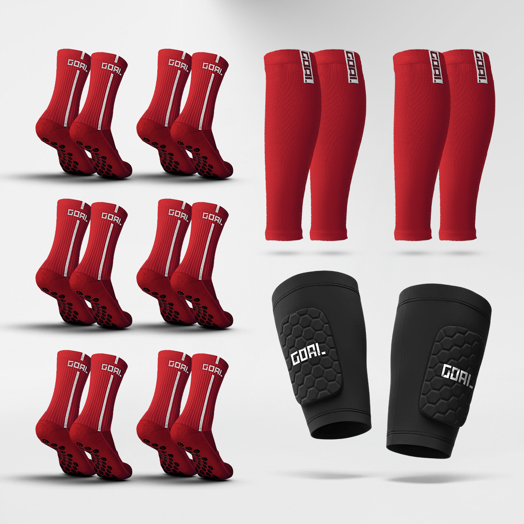 BUILT IN SHIN GUARDS + x6 GRIP SOCKS + x2 CALF SLEEVES