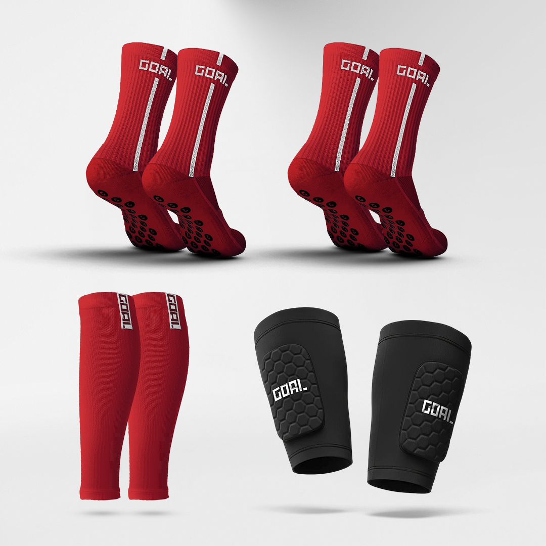 BUILT IN SHIN GUARDS + x2 GRIP SOCKS + CALF SLEEVES