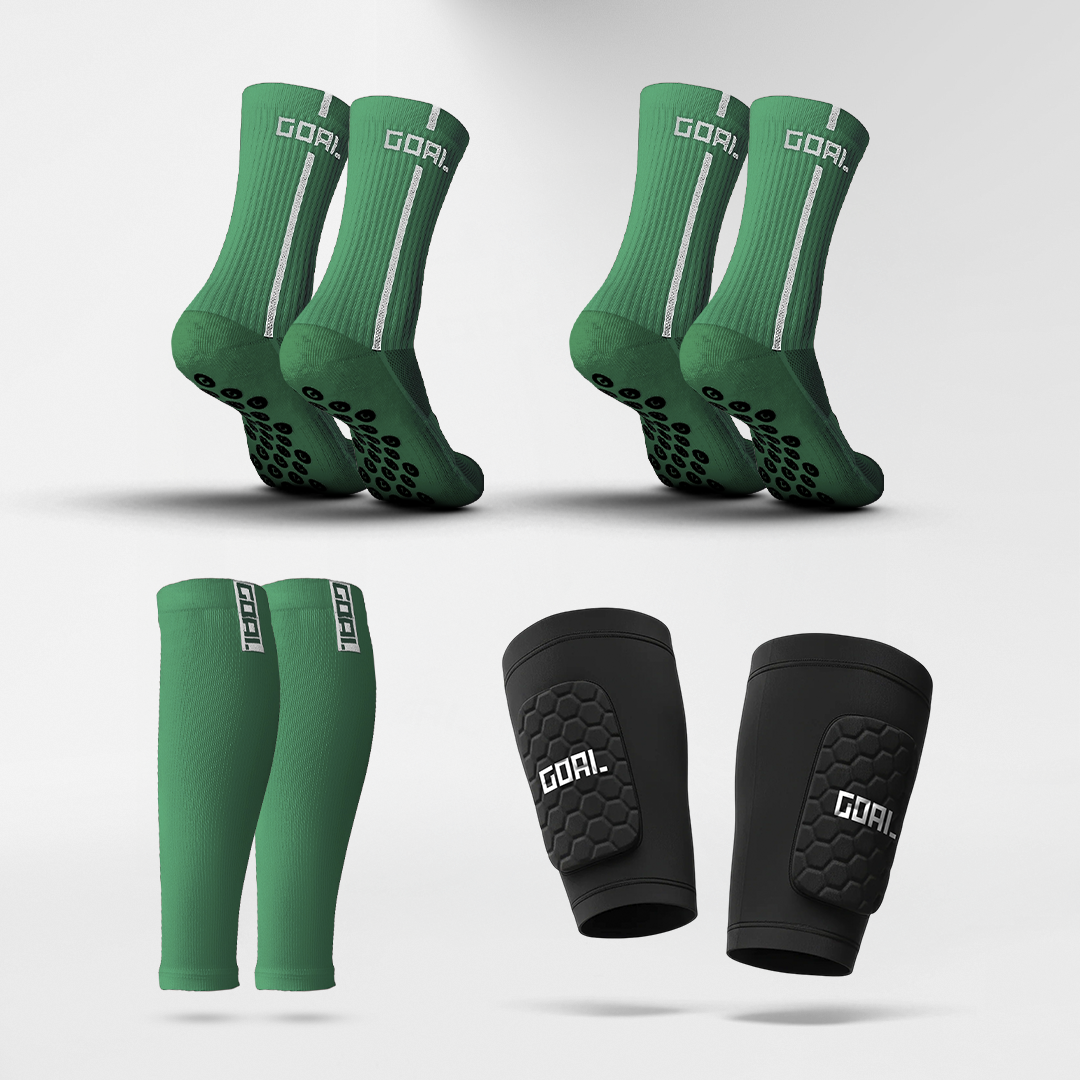 BUILT IN SHIN GUARDS + x2 GRIP SOCKS + CALF SLEEVES